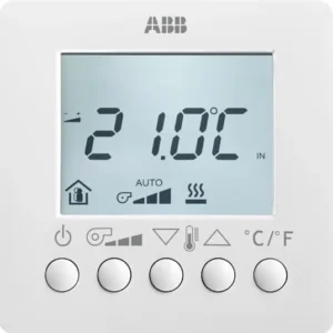 ABB 6138/11-83-500 KNX Fan Coil Oda Termostatı - Alüminyum Gümüş Renk, LCD Ekranlı Ön Görünüm