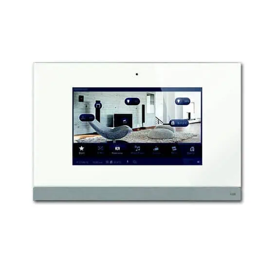 لوحة اللمس ABB BusB Busch-SmartTouch مقاس 9 بوصة KNX، لوحة لمس KNX، موديل 8136/09-811-500، زجاج أبيض، مركز تحكم ذكي في المباني